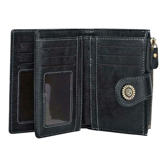 Stylish Black Leather Wallet with Stud Accents - Picture 6 of 10